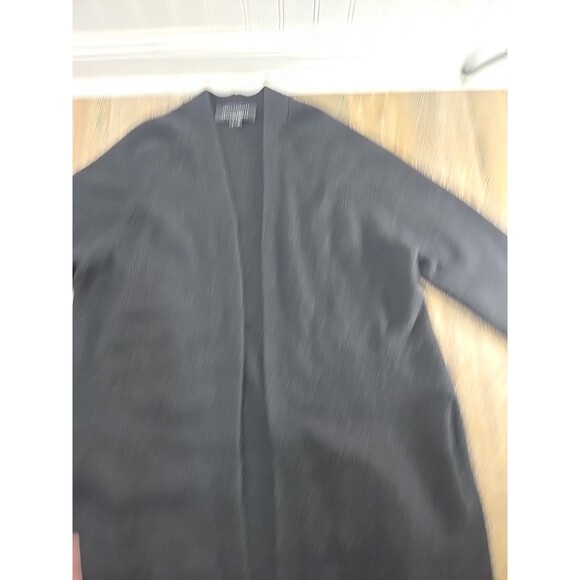 Skull Cashmere Black Long Open Front Cardigan Women's Small Fringe Hem L/S - Picture 3 of 9